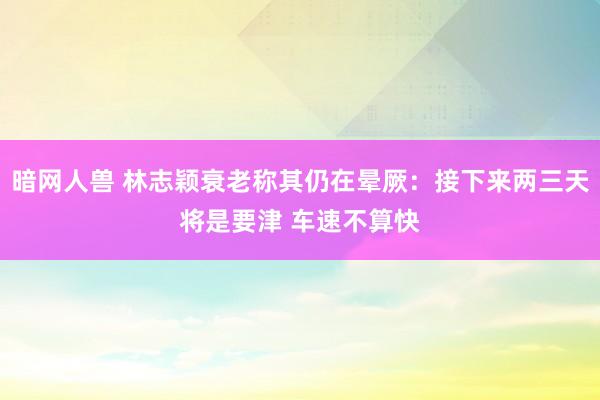 暗网人兽 林志颖衰老称其仍在晕厥：接下来两三天将是要津 车速不算快