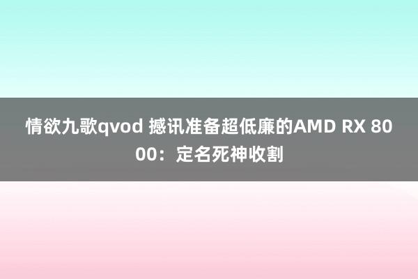 情欲九歌qvod 撼讯准备超低廉的AMD RX 8000：定名死神收割